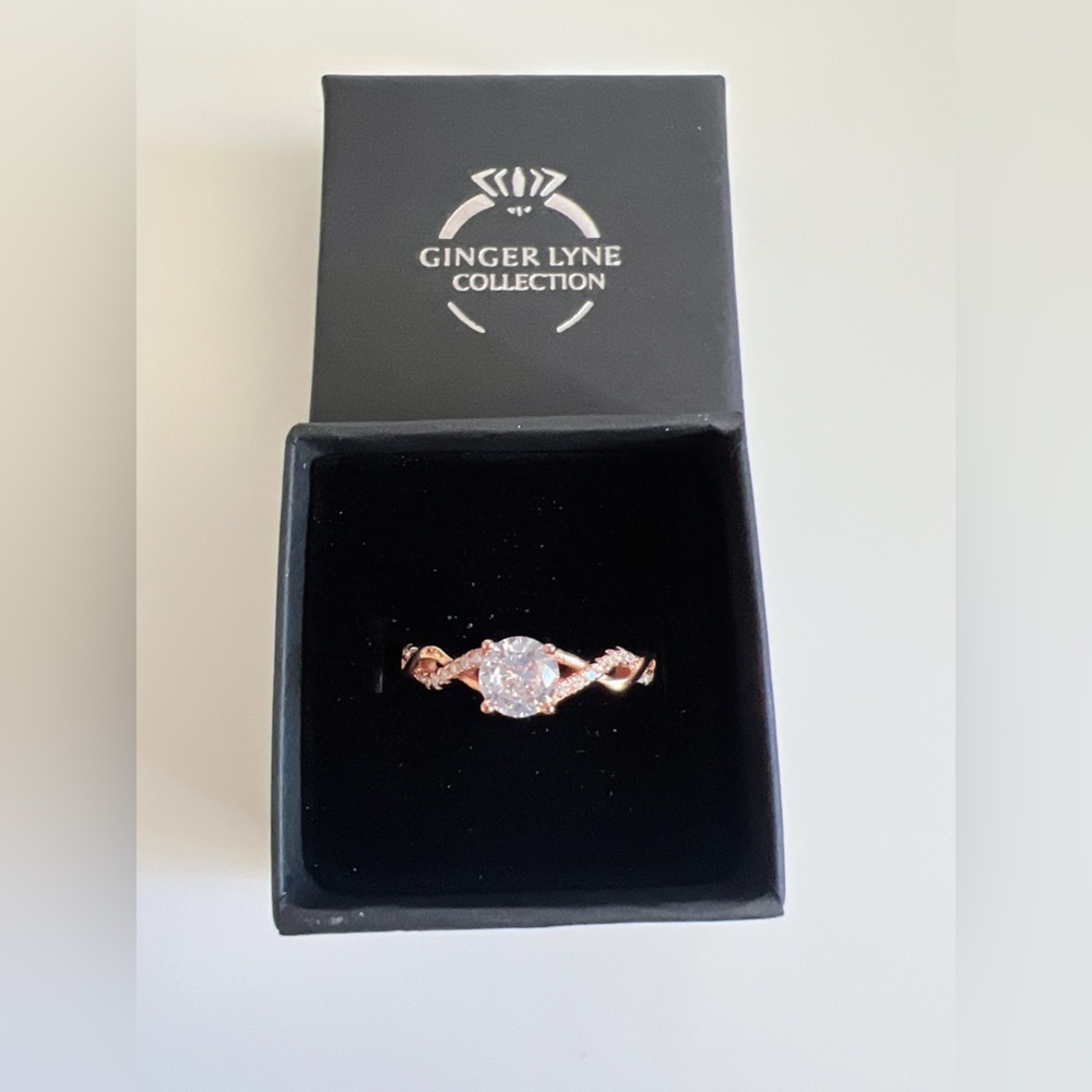 Twist CZ Engagement Rings for Women by Ginger Lyne - Picture 9 of 14